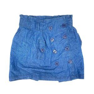 TAXI- Mini Skirt Button's Front Velvet Blue Size Womens MEDIUM